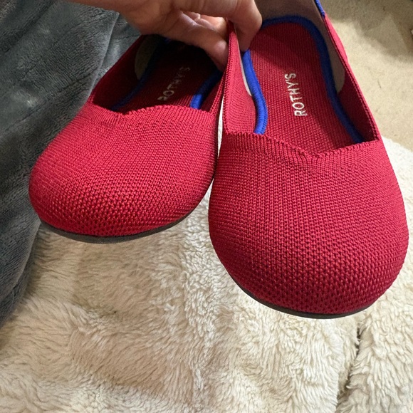 Rothy's Vibrant Red Flats with Blue Accents - Picture 3 of 4